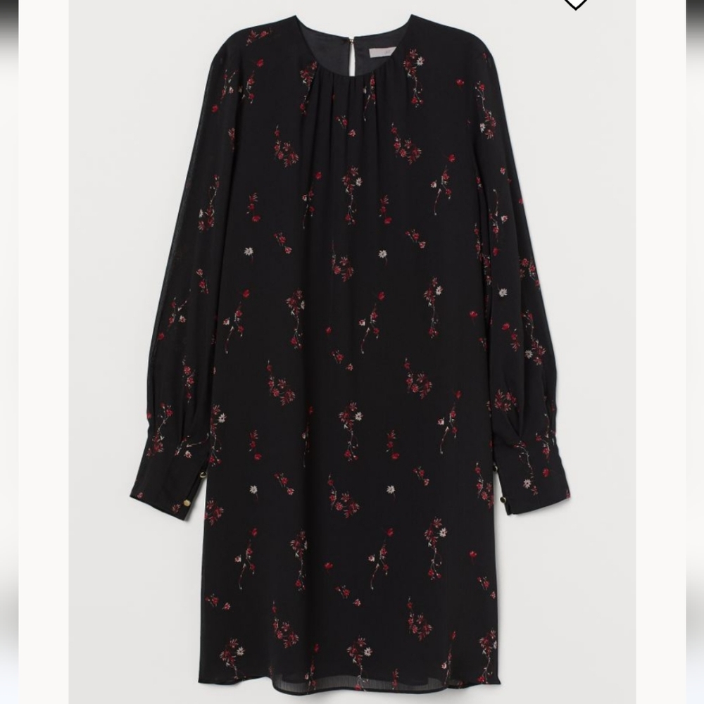 H&M Women's sz 12 Chiffon Floral Midi Dress